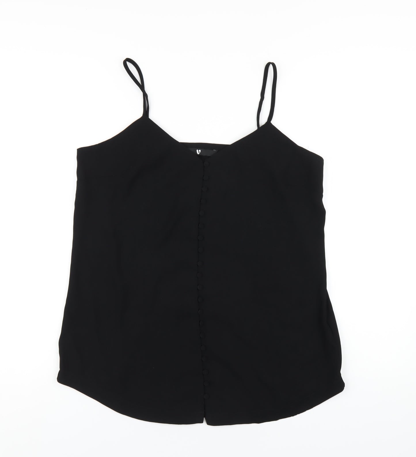 Very Womens Black Polyester Camisole T-Shirt Size 12 V-Neck