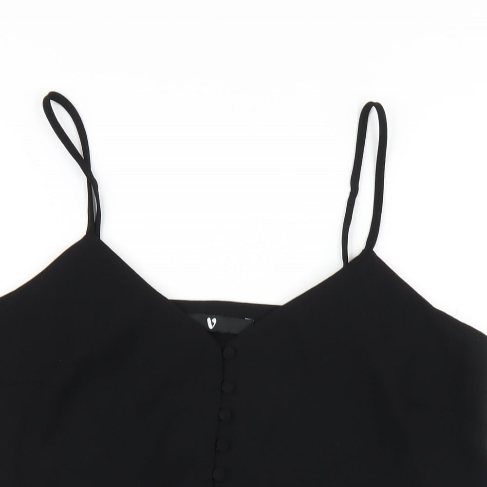 Very Womens Black Polyester Camisole T-Shirt Size 12 V-Neck