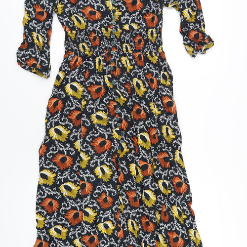 Joe Browns Womens Multicoloured Floral Viscose A-Line Size 12 V-Neck Button