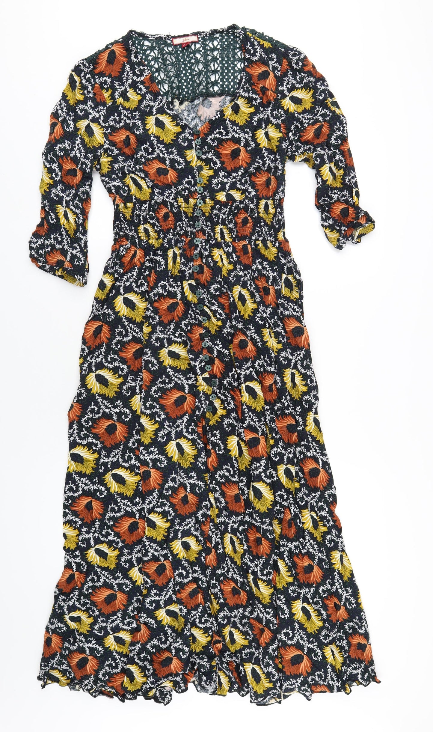 Joe Browns Womens Multicoloured Floral Viscose A-Line Size 12 V-Neck Button