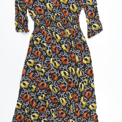 Joe Browns Womens Multicoloured Floral Viscose A-Line Size 12 V-Neck Button