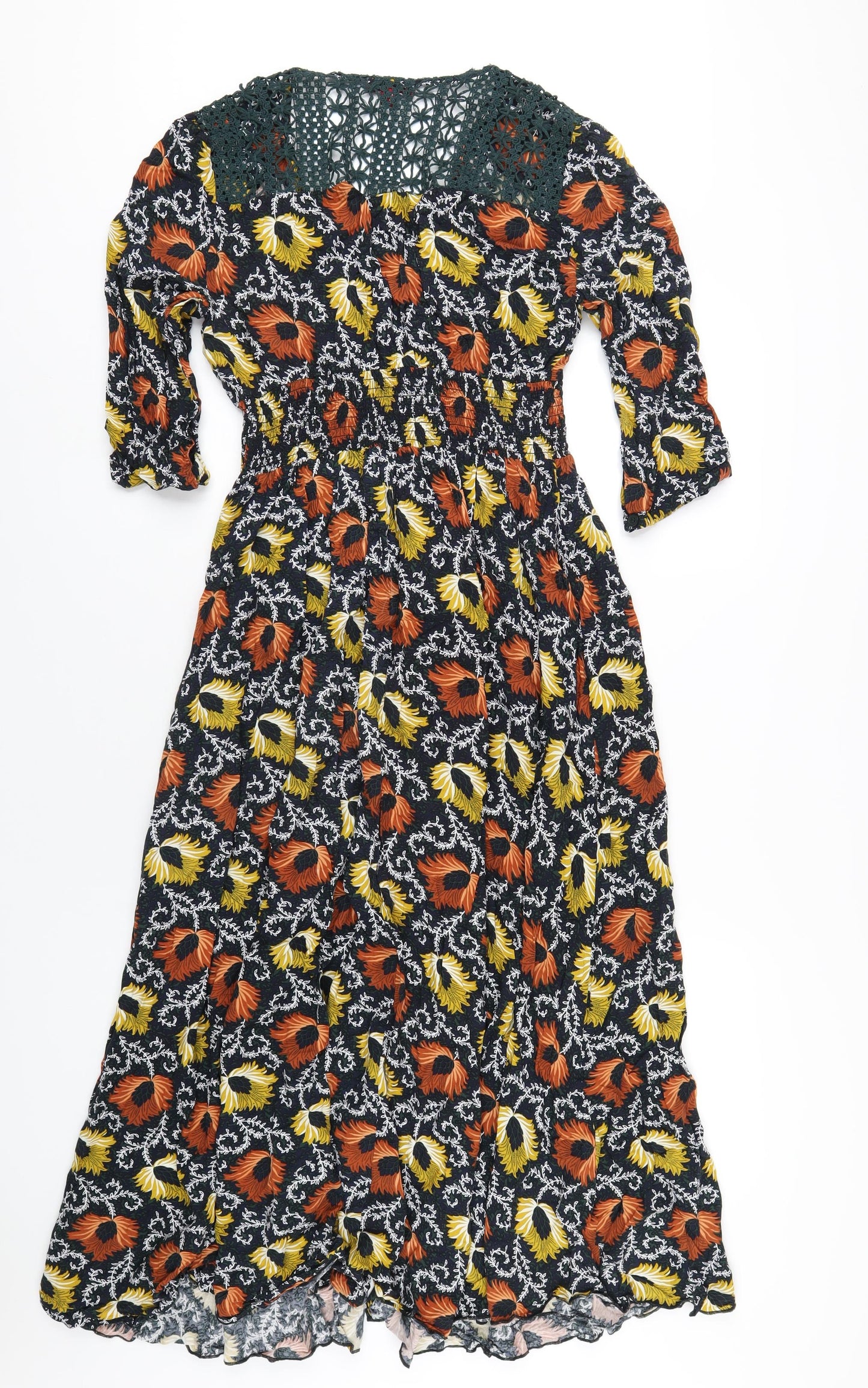 Joe Browns Womens Multicoloured Floral Viscose A-Line Size 12 V-Neck Button