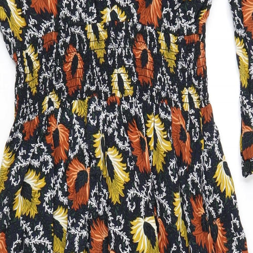 Joe Browns Womens Multicoloured Floral Viscose A-Line Size 12 V-Neck Button