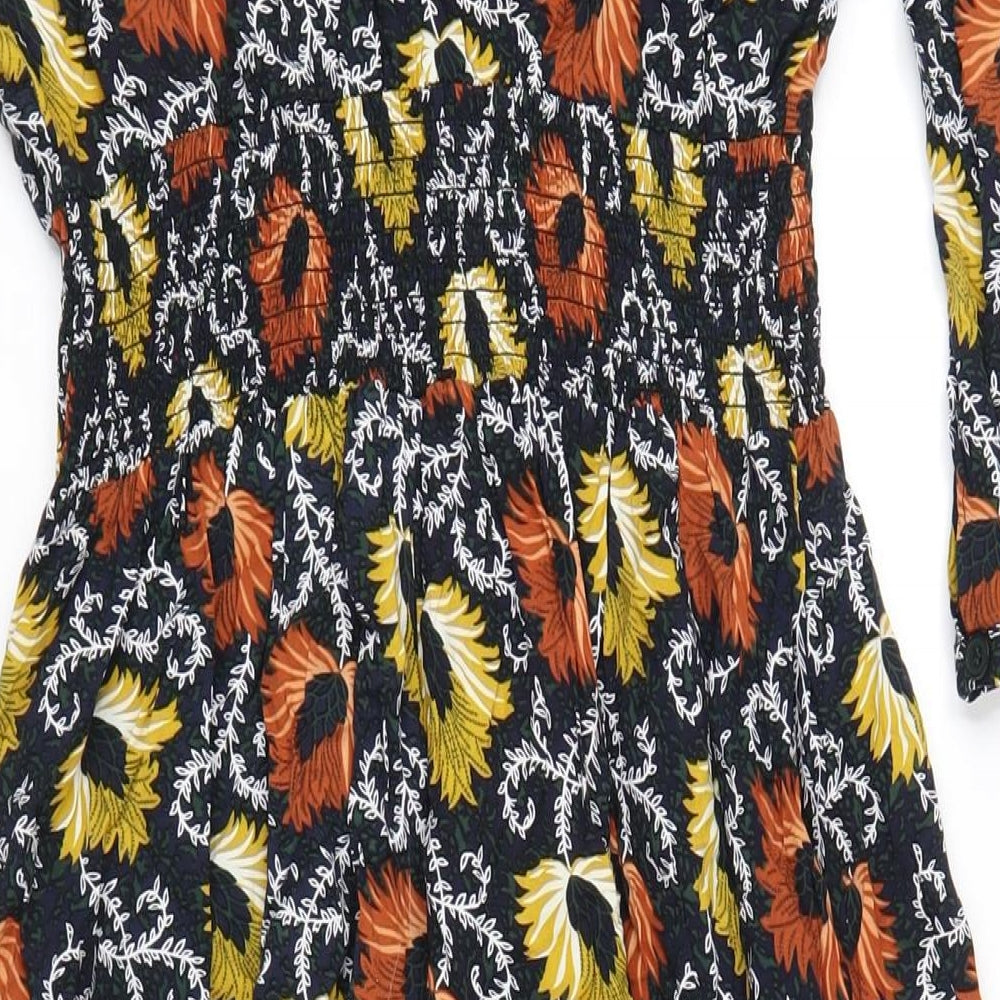 Joe Browns Womens Multicoloured Floral Viscose A-Line Size 12 V-Neck Button
