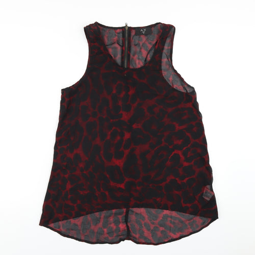 AX Paris Womens Red Animal Print Polyester Basic Tank Size 12 Scoop Neck