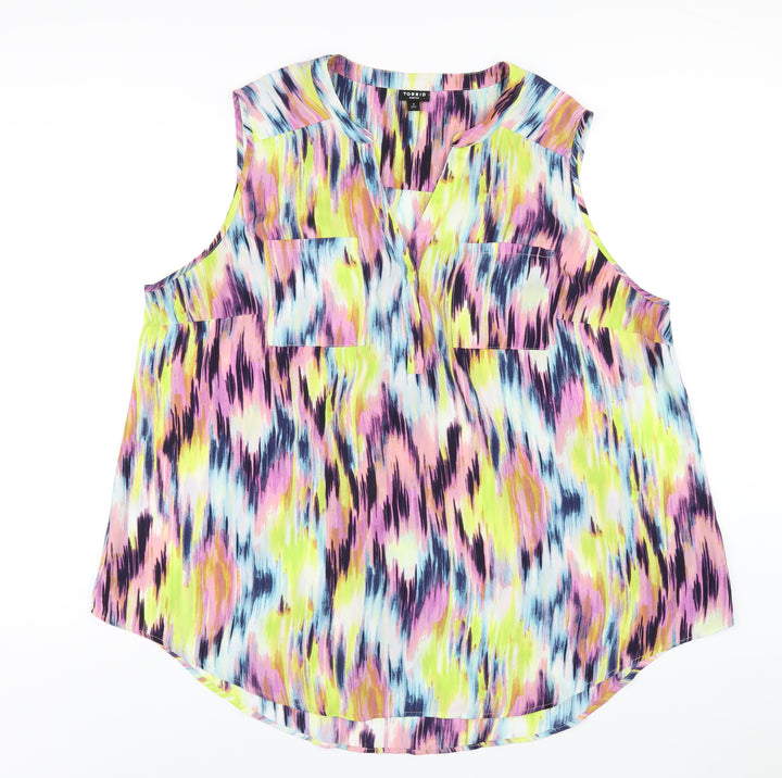 Torrid Womens Multicoloured Geometric Polyester Basic T-Shirt Size 22 V-Neck