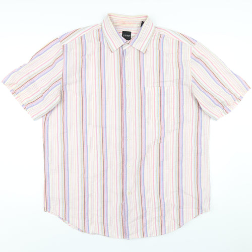 Slaters Mens Multicoloured Striped Cotton Button-Up Size L Collared Button