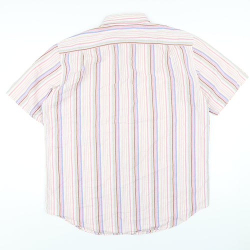 Slaters Mens Multicoloured Striped Cotton Button-Up Size L Collared Button