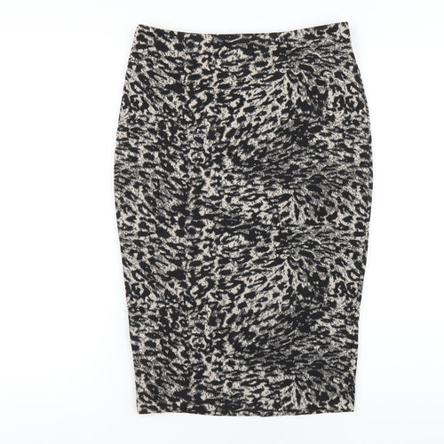 NEXT Womens Black Animal Print Polyester Straight & Pencil Skirt Size 6 Zip