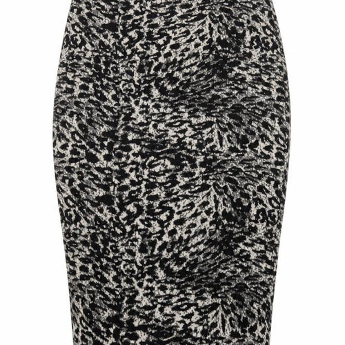NEXT Womens Black Animal Print Polyester Straight & Pencil Skirt Size 6 Zip