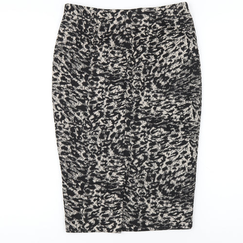 NEXT Womens Black Animal Print Polyester Straight & Pencil Skirt Size 6 Zip