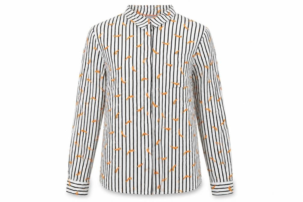 b.young Womens White Striped Viscose Basic Button-Up Size 10 Collared