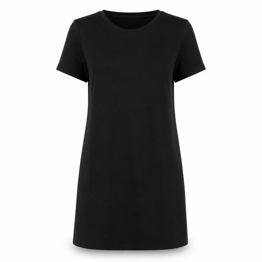 Front view of Gap women’s black polyester a-line, size M, round neck pullover