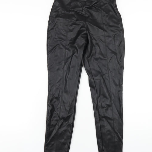Dorothy Perkins Womens Black Polyurethane Carrot Trousers Size 6 L25 in Regular Zip - Leather Look