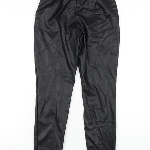Dorothy Perkins Womens Black Polyurethane Carrot Trousers Size 6 L25 in Regular Zip - Leather Look