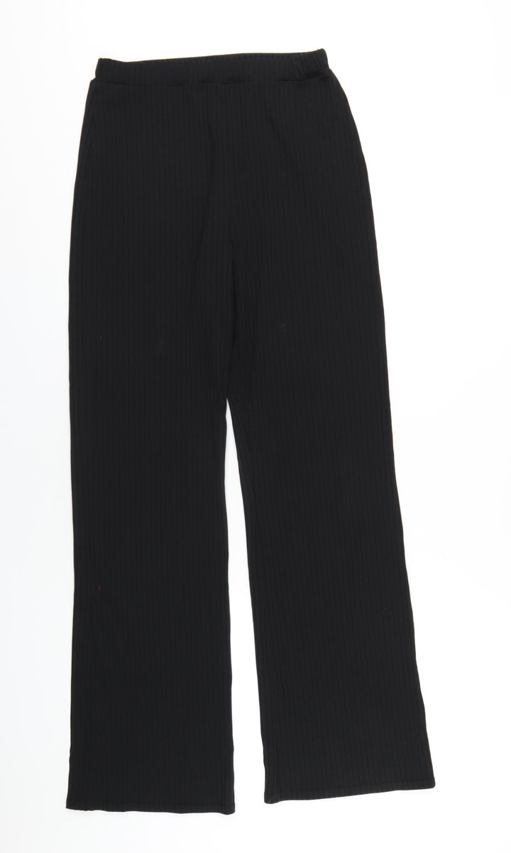 COLLUSION Womens Black Polyester Trousers Size 10 L32 in Regular