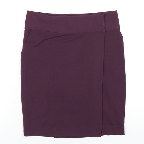 NEXT Womens Purple Polyester Straight & Pencil Skirt Size 10 Button