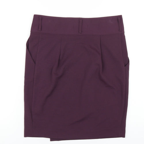 NEXT Womens Purple Polyester Straight & Pencil Skirt Size 10 Button
