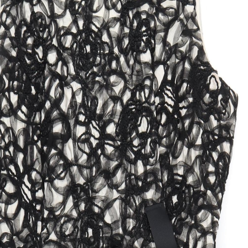 Phase Eight Womens Black Geometric Acetate A-Line Size 16 Round Neck Zip