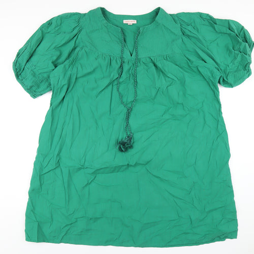 Knox Rose Womens Green Cotton A-Line Size 2XL V-Neck Pullover