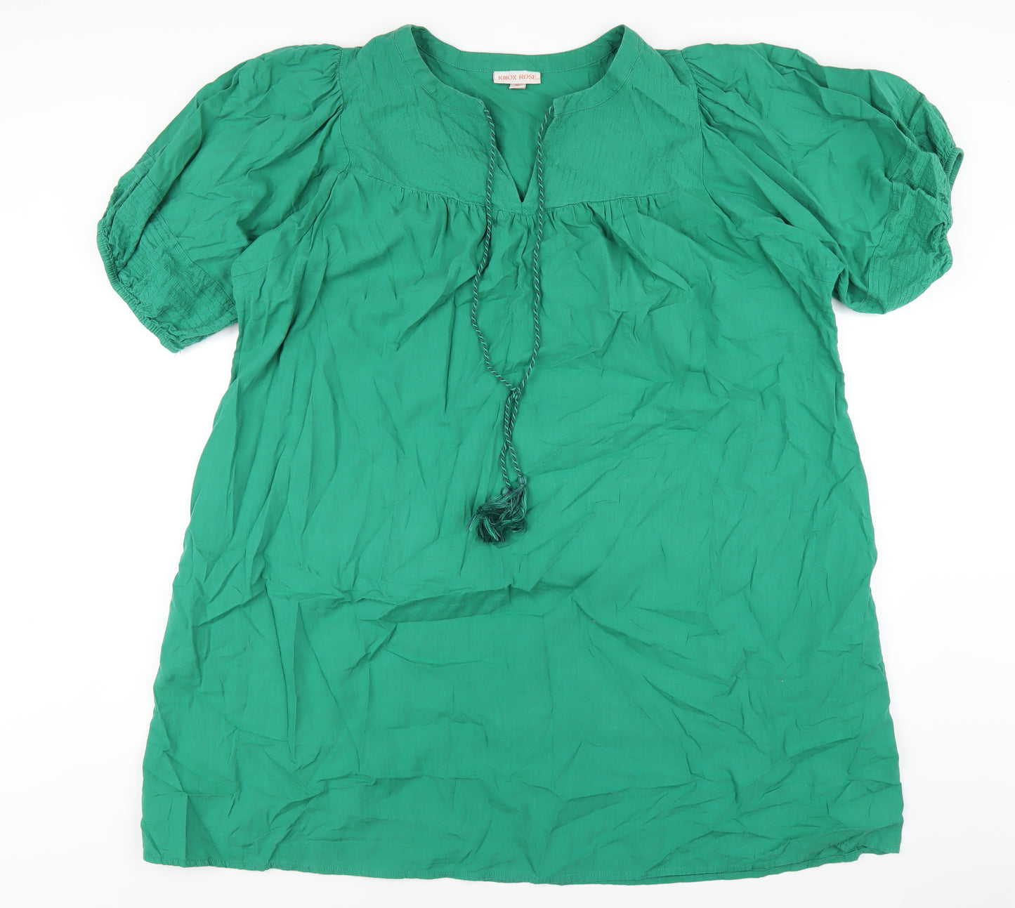 Knox Rose Womens Green Cotton A-Line Size 2XL V-Neck Pullover