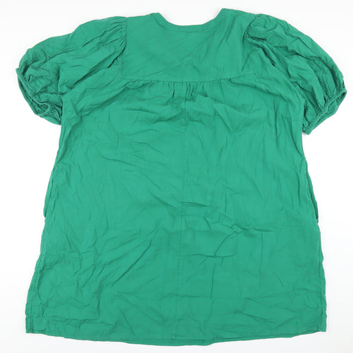 Knox Rose Womens Green Cotton A-Line Size 2XL V-Neck Pullover