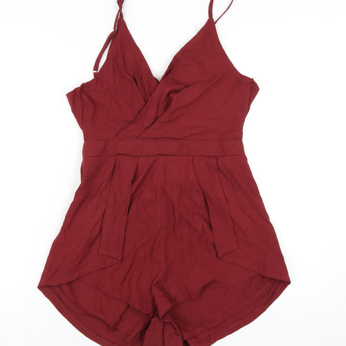 Showpo Womens Red Polyester Playsuit One-Piece Size 12 Zip
