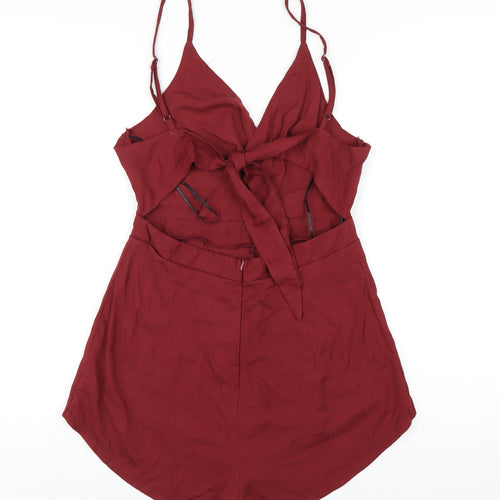 Showpo Womens Red Polyester Playsuit One-Piece Size 12 Zip