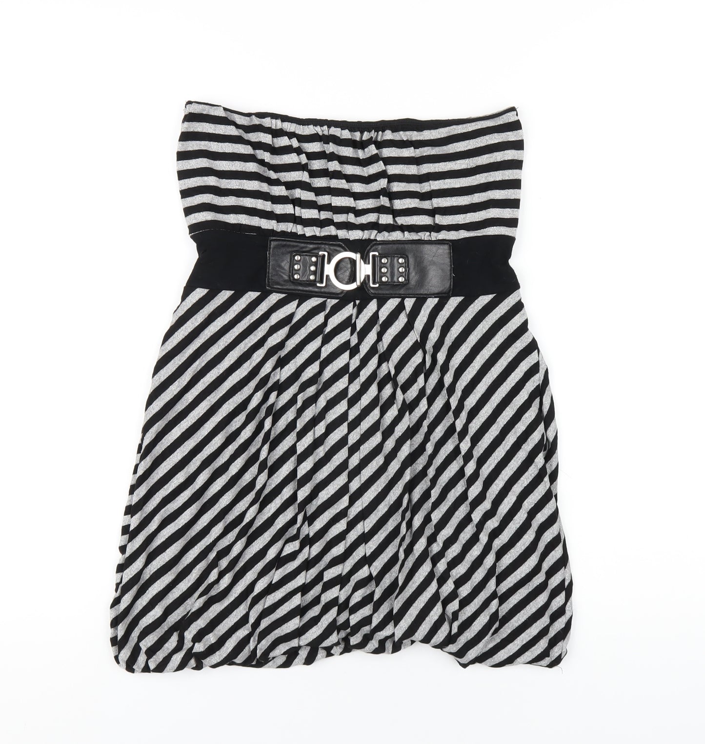 New Look Womens Black Striped Viscose Basic T-Shirt Size 10 Sweetheart