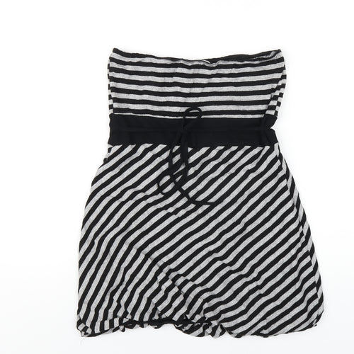 New Look Womens Black Striped Viscose Basic T-Shirt Size 10 Sweetheart