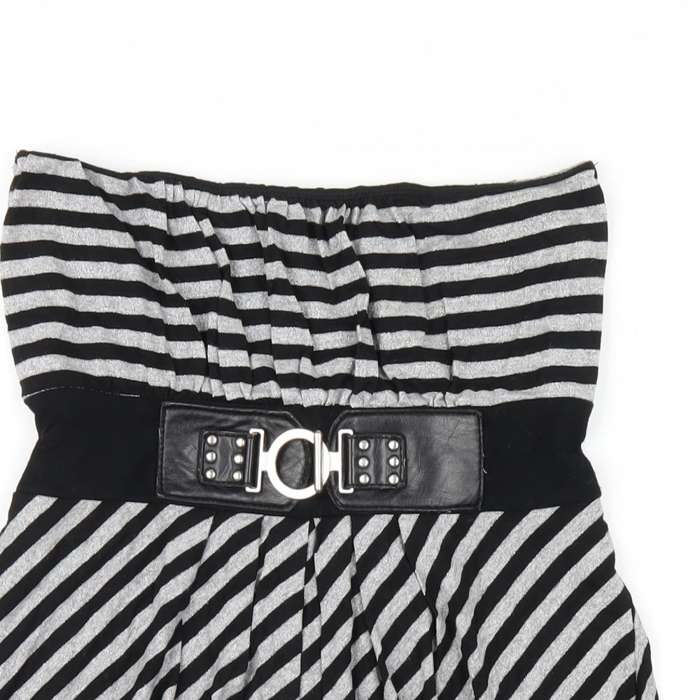 New Look Womens Black Striped Viscose Basic T-Shirt Size 10 Sweetheart