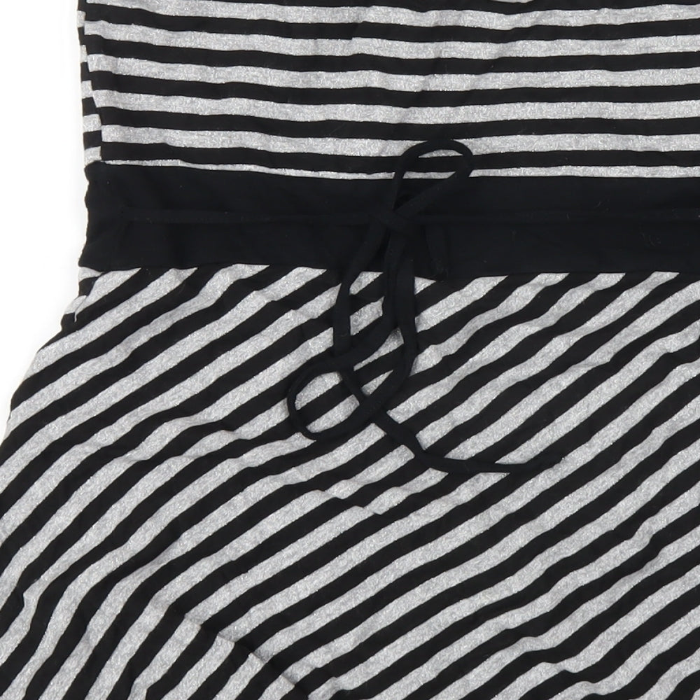 New Look Womens Black Striped Viscose Basic T-Shirt Size 10 Sweetheart