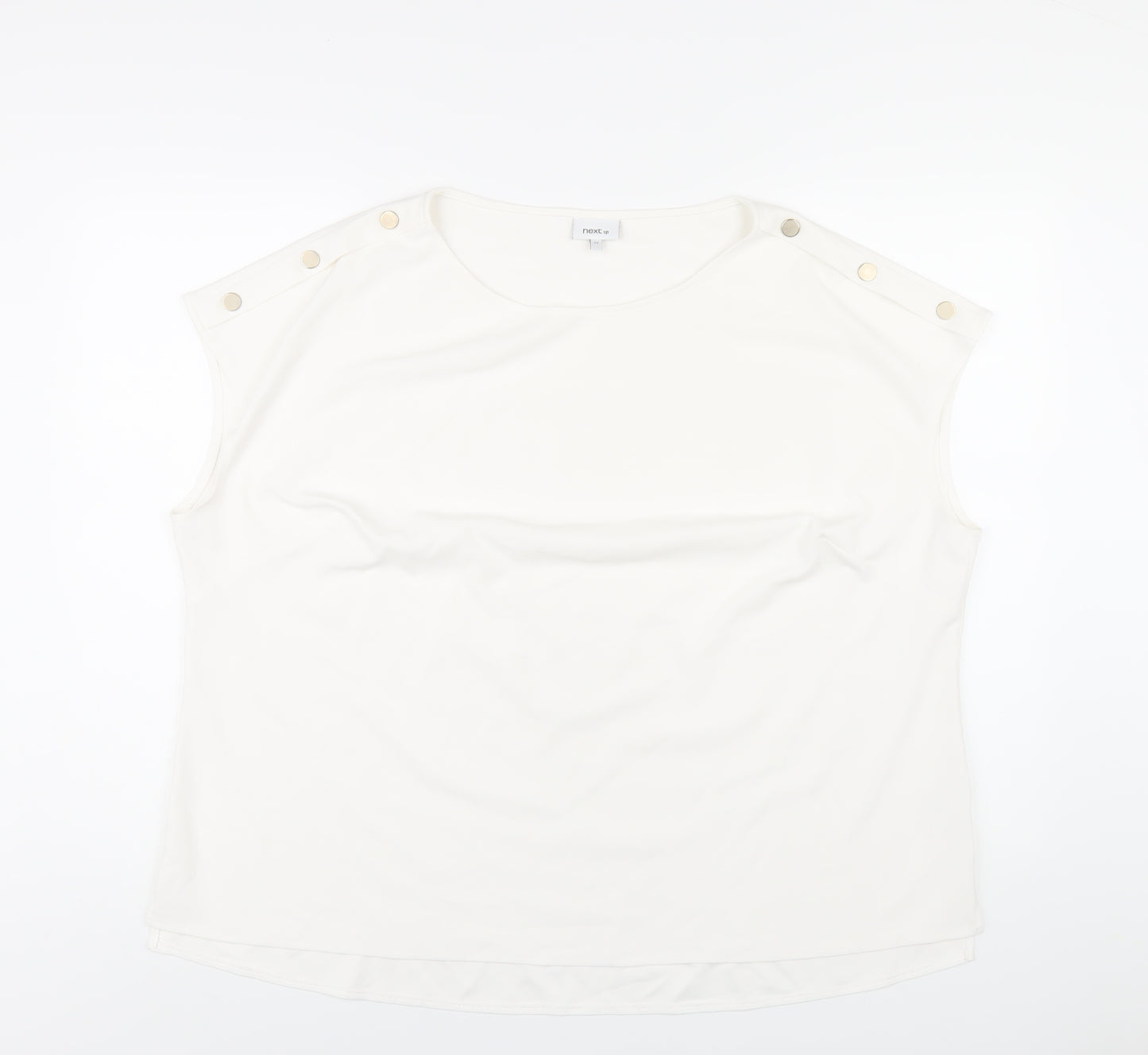 NEXT Womens White Polyester Basic T-Shirt Size 22 Round Neck