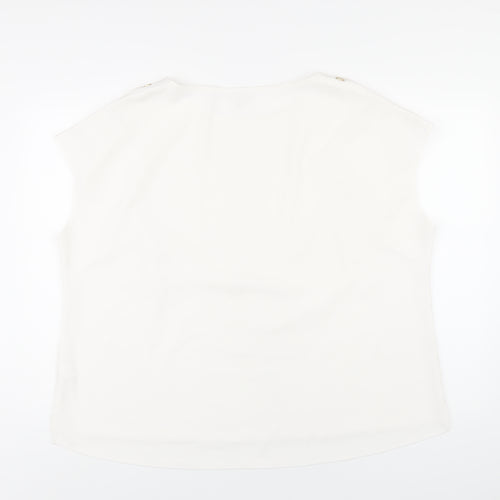 NEXT Womens White Polyester Basic T-Shirt Size 22 Round Neck