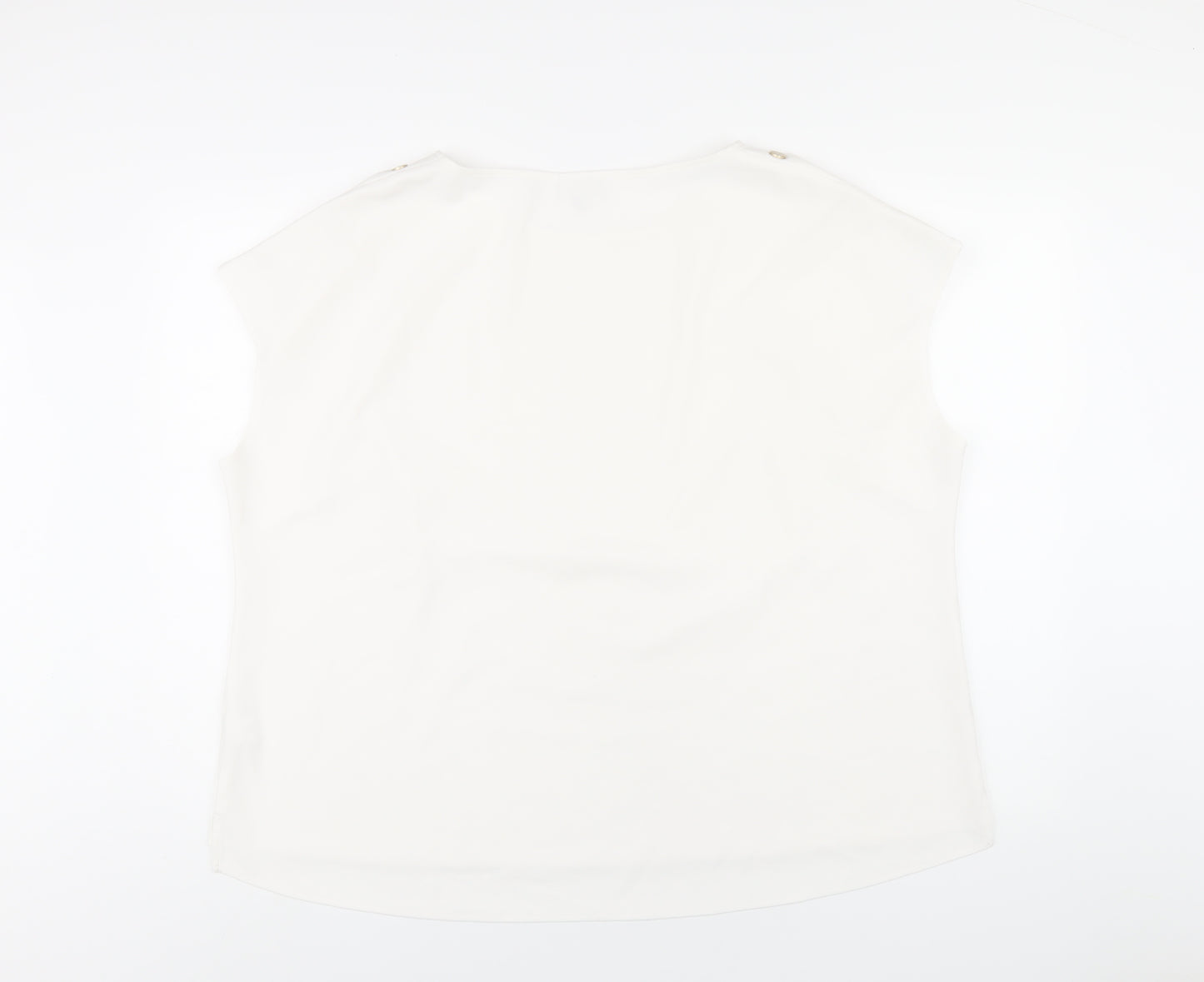 NEXT Womens White Polyester Basic T-Shirt Size 22 Round Neck