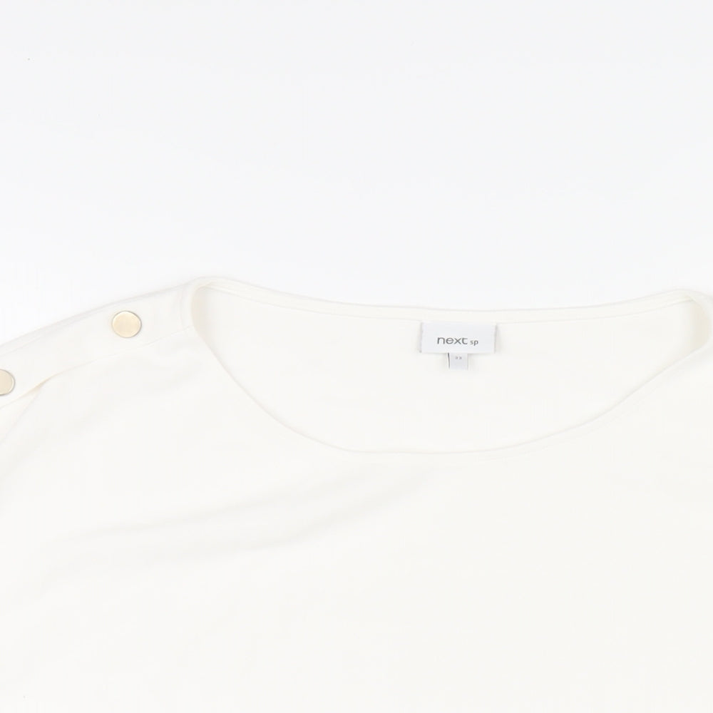 NEXT Womens White Polyester Basic T-Shirt Size 22 Round Neck