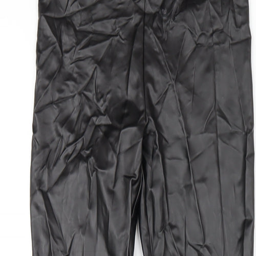 Bershka Womens Black Polyurethane Carrot Trousers Size S L27 in Regular - Leather Look