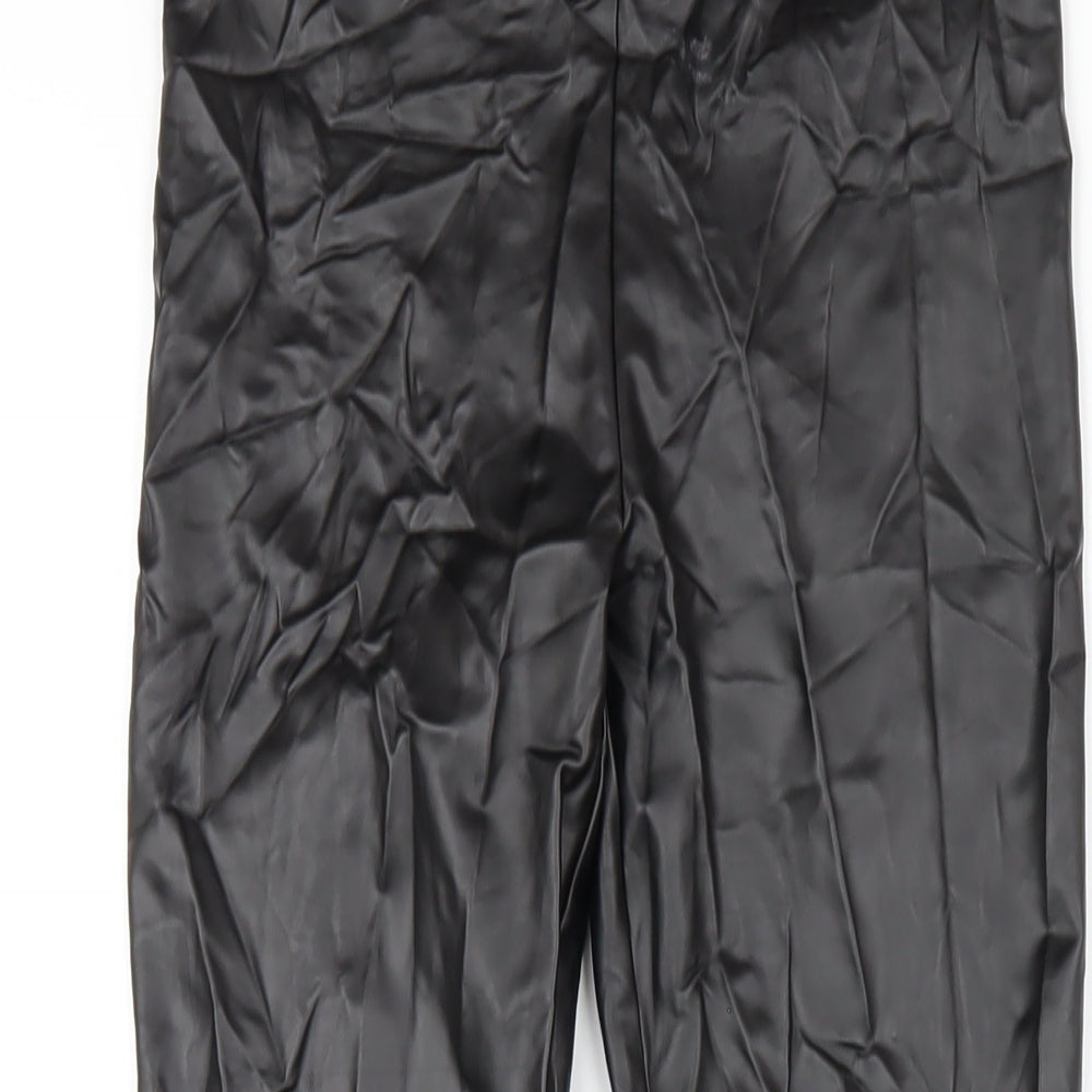 Bershka Womens Black Polyurethane Carrot Trousers Size S L27 in Regular - Leather Look