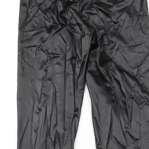 Bershka Womens Black Polyurethane Carrot Trousers Size S L27 in Regular - Leather Look