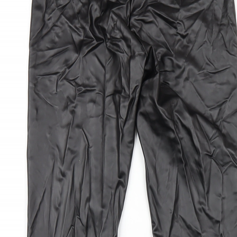 Bershka Womens Black Polyurethane Carrot Trousers Size S L27 in Regular - Leather Look