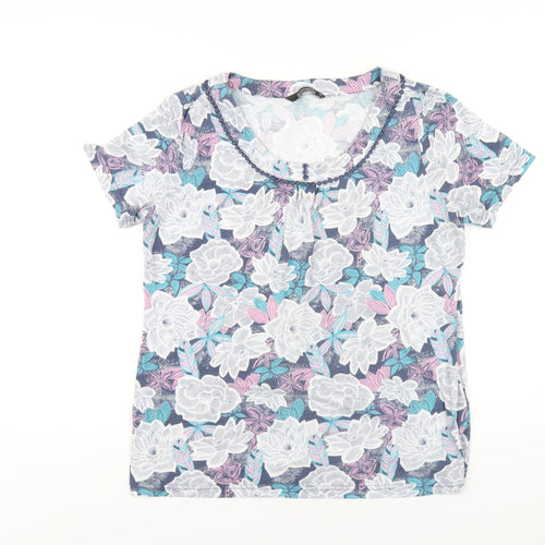 Bonmarché Womens Multicoloured Floral Polyester Basic T-Shirt Size 16 Round Neck