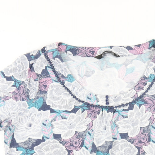 Bonmarché Womens Multicoloured Floral Polyester Basic T-Shirt Size 16 Round Neck