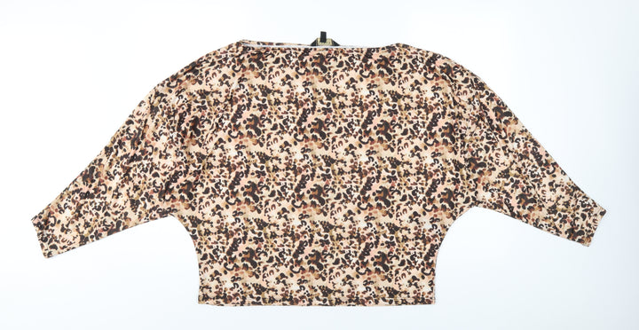 Lipsy Womens Brown Polyester Basic T-Shirt Size 14 Boat Neck