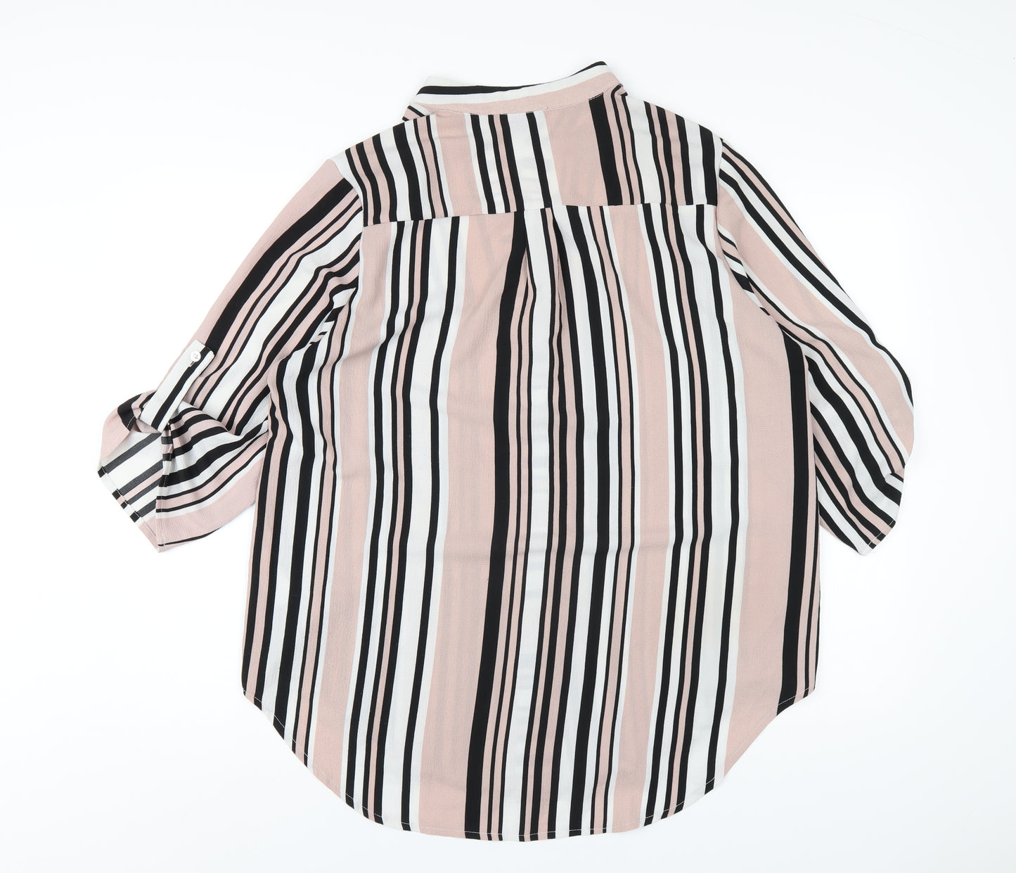 Cameo Rose Womens Pink Striped Polyester Basic T-Shirt Size 14 V-Neck