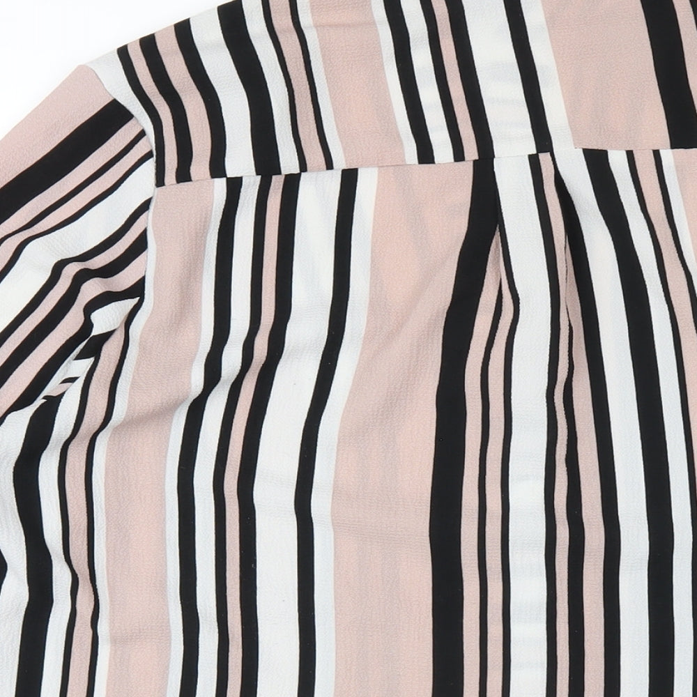 Cameo Rose Womens Pink Striped Polyester Basic T-Shirt Size 14 V-Neck