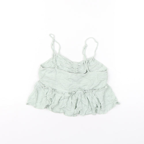Simplee Womens Green Viscose Camisole T-Shirt Size M Round Neck