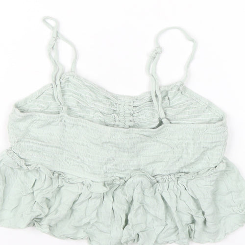 Simplee Womens Green Viscose Camisole T-Shirt Size M Round Neck