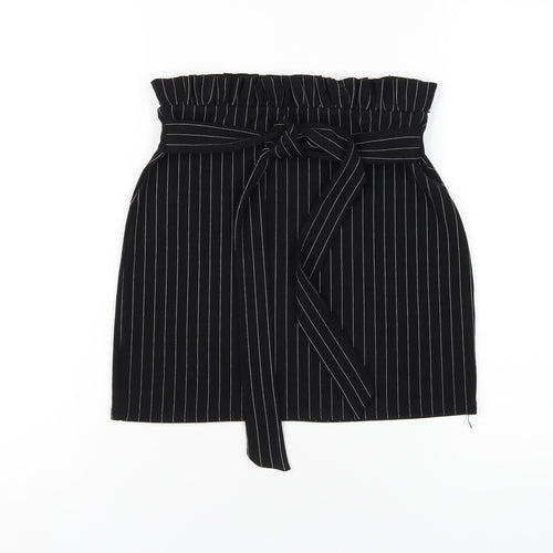 I SAW IT FIRST Womens Black Striped Polyester Mini Skirt Size 8