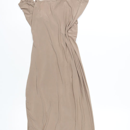 Misspap Womens Beige Polyester Bodycon Size 8 V-Neck Pullover