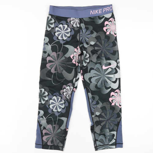 Nike Girls Multicoloured Geometric Polyester Capri Trousers Size 12-13 Years Regular Pullover